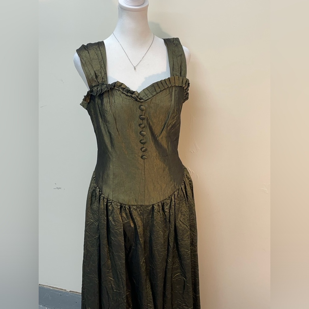 Karl Logan Dress Vintage Dress Green Victorian Steampunk Button Sweetheart